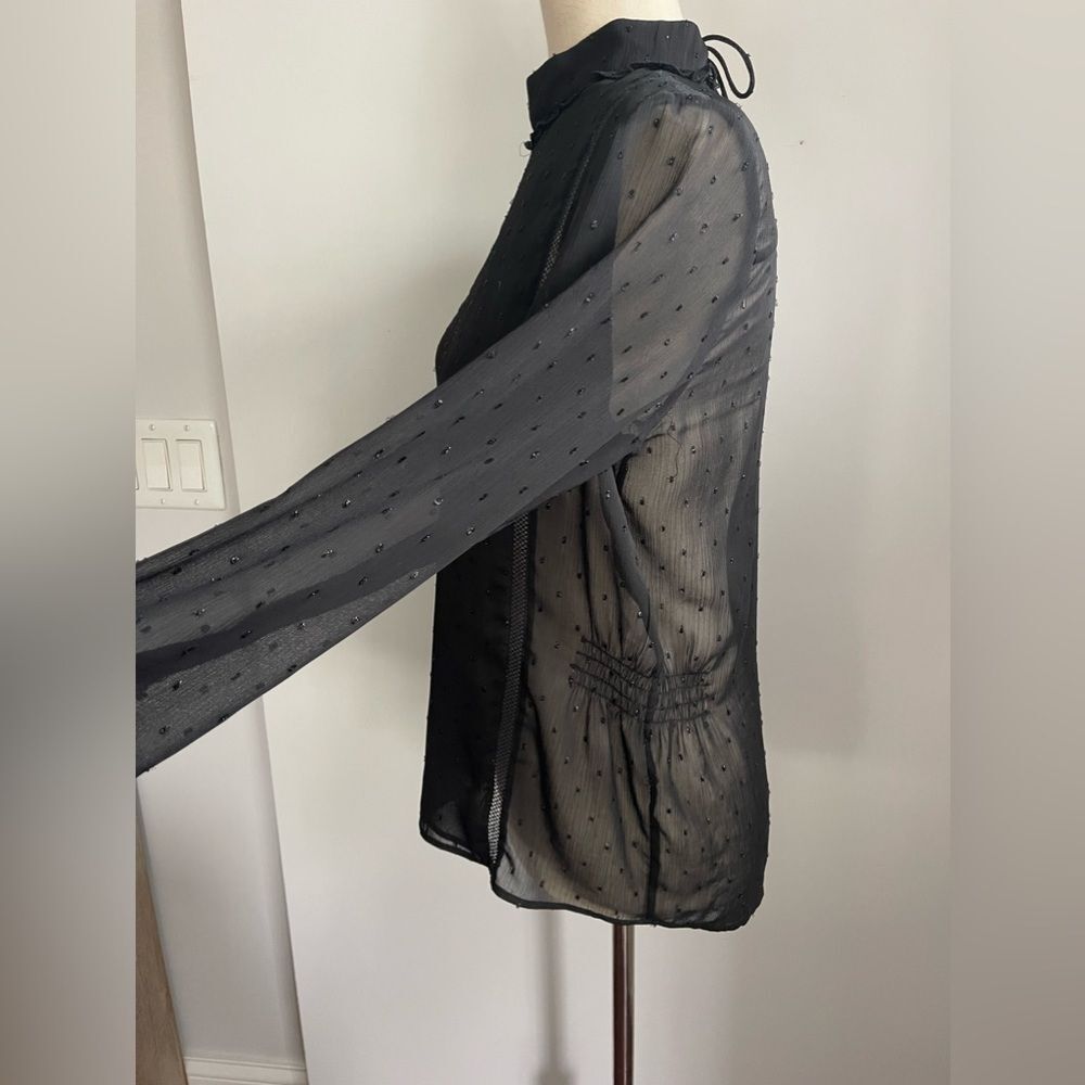 Zara Black Semi Sheer Blouse - Picture 4 of 10